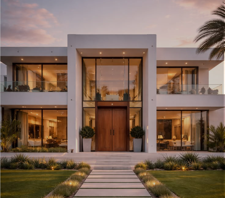 Luxury modern front facade architecture