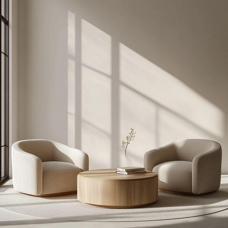 Elegant interior with lounge chairs and a coffee table