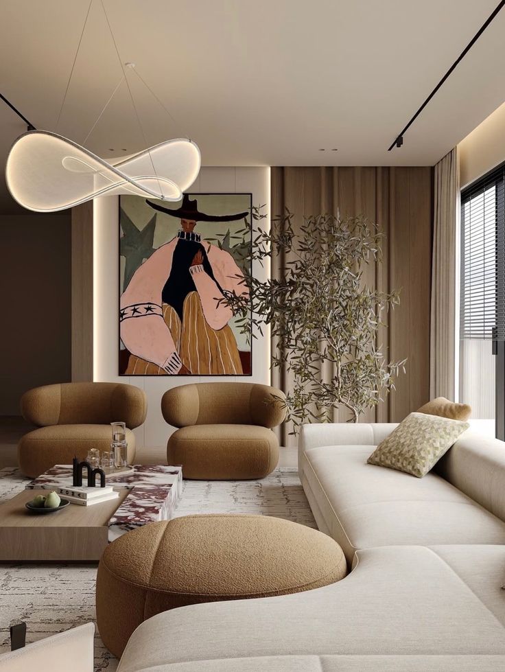 Warm modern living room